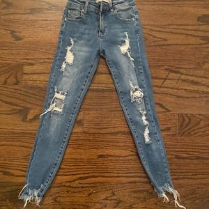 Tractr Girls ripped denim skinny jeans